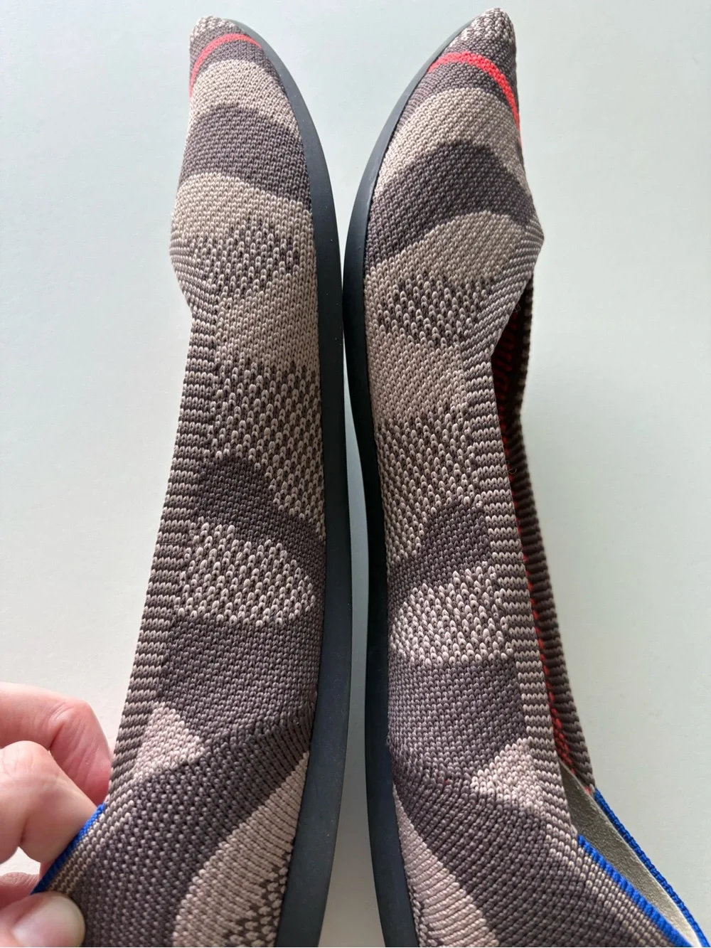 Rothy's The Point Flat in Taupe Camo Orange Stripe Women’s size 9